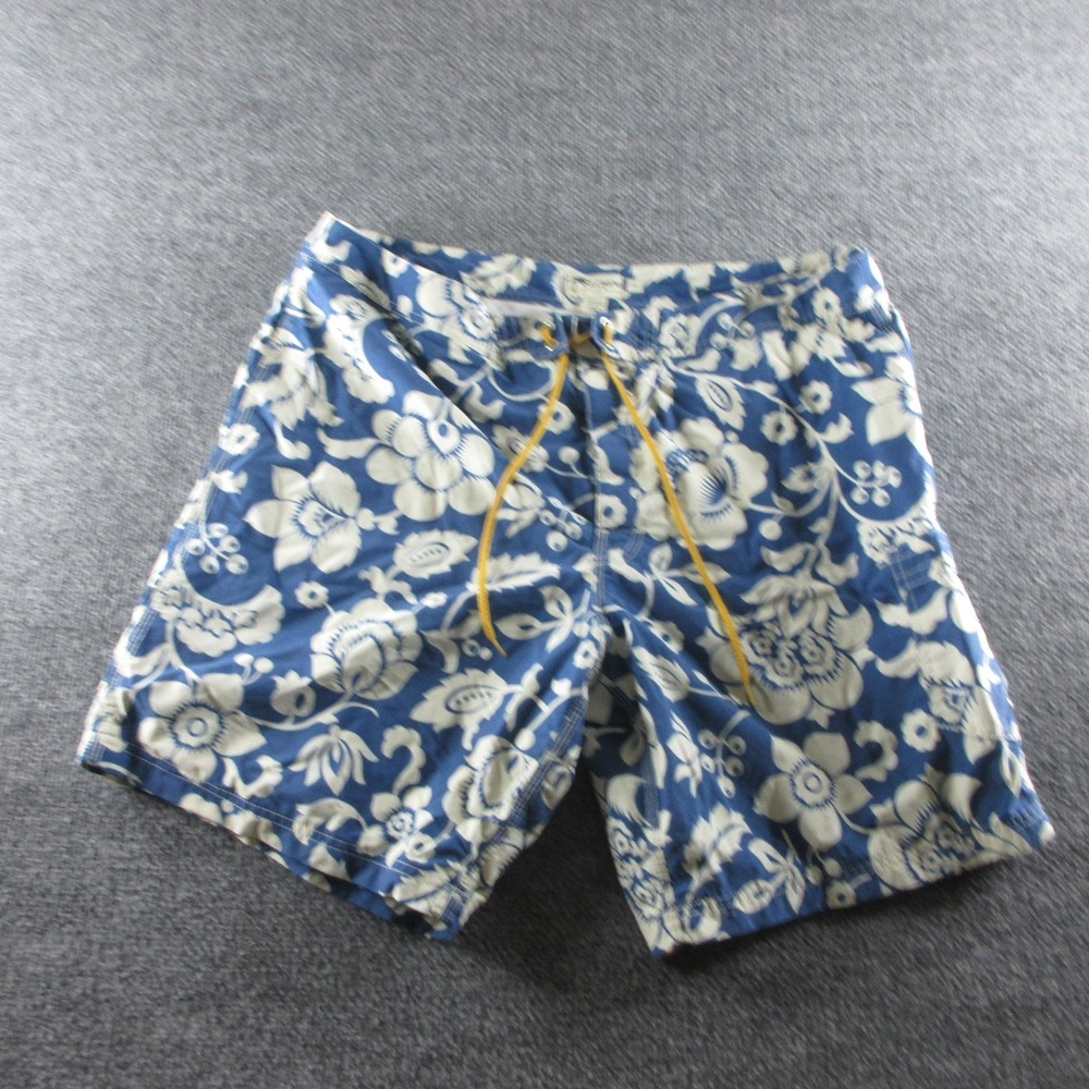 J.Crew Swim Shorts Mens 38 Blue Floral Hawaiian 10 Inseam Lined Board Trunks